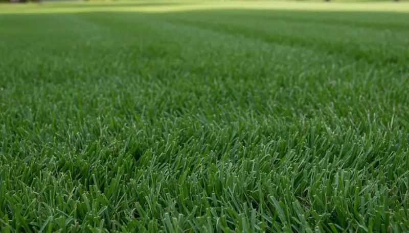 Close-up of freshly cut green grass showing professional lawn mowing quality in Miami, FL
