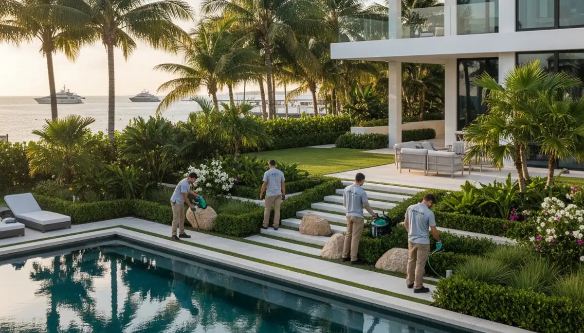 Miami, FL landscaping team providing professional lawn care and landscape maintenance services