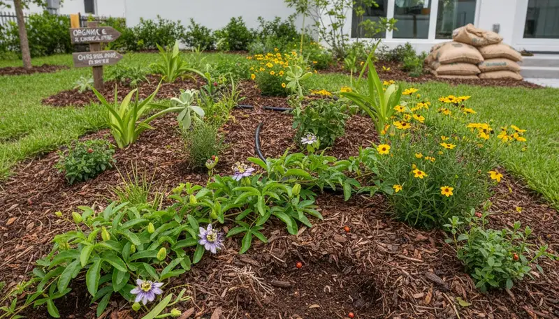 Pollinator-friendly native flower garden by organic landscaping experts in Miami, FL