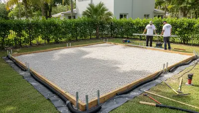 Professional shed foundation base preparation by Chop Chop Landscaping in Miami, FL